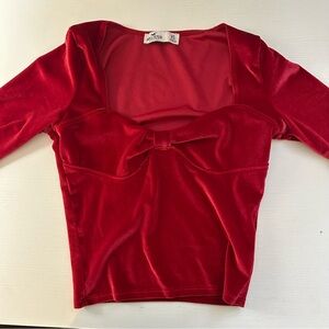 Hollister Red Tie Front 3/4 Sleeve Blouse